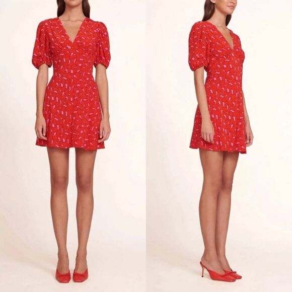 STAUD Dresses & Skirts - Staud Milla Mini Red Dress Puff Sleeve Size 00